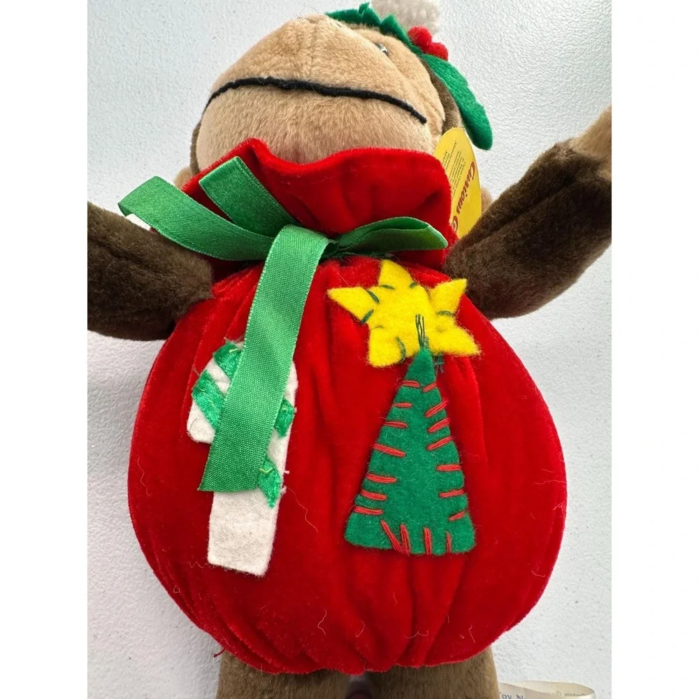 Vintage Curious George Christmas Holiday Plush Monkey Santa Toy‎ Network Stuffed